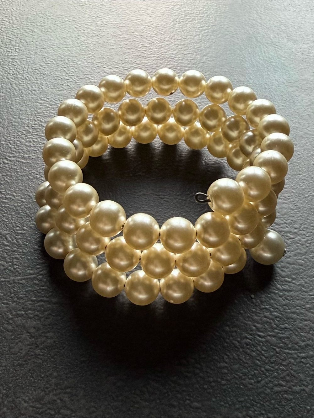 Elegant Pearl Memory Wire Cuff Bracelet